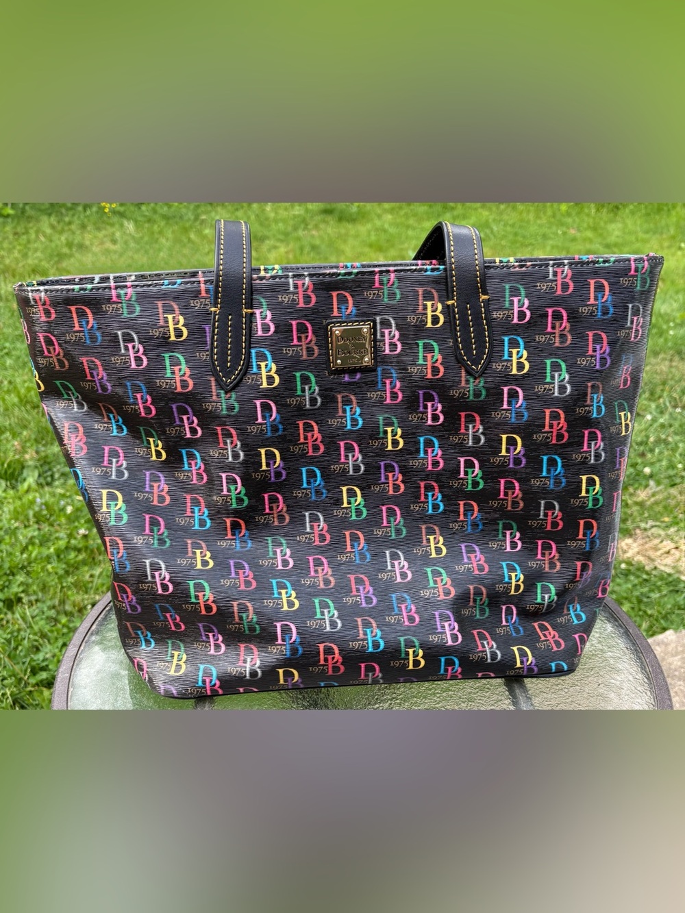 Dooney & Bourke Black Multicolor DB75 Logo Shopper